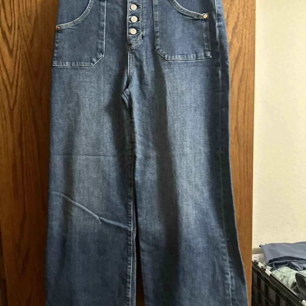PAIGE Blue Flare Wide Leg Jeans